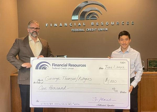 student receiving FRFCU's George Thompson scholarship in 2022